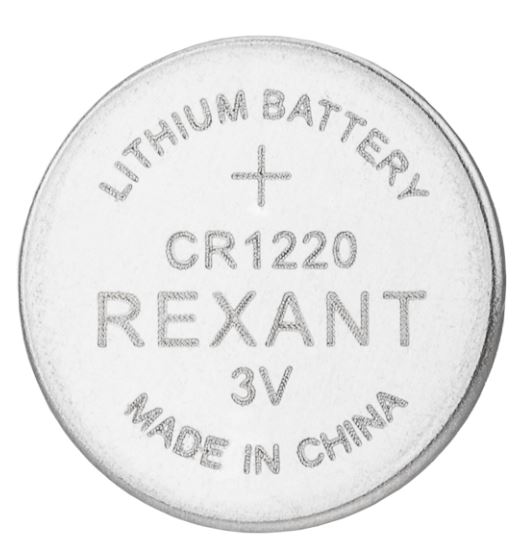 Батарейка литиевая CR1220 3В REXANT (39-1102), элемент питания