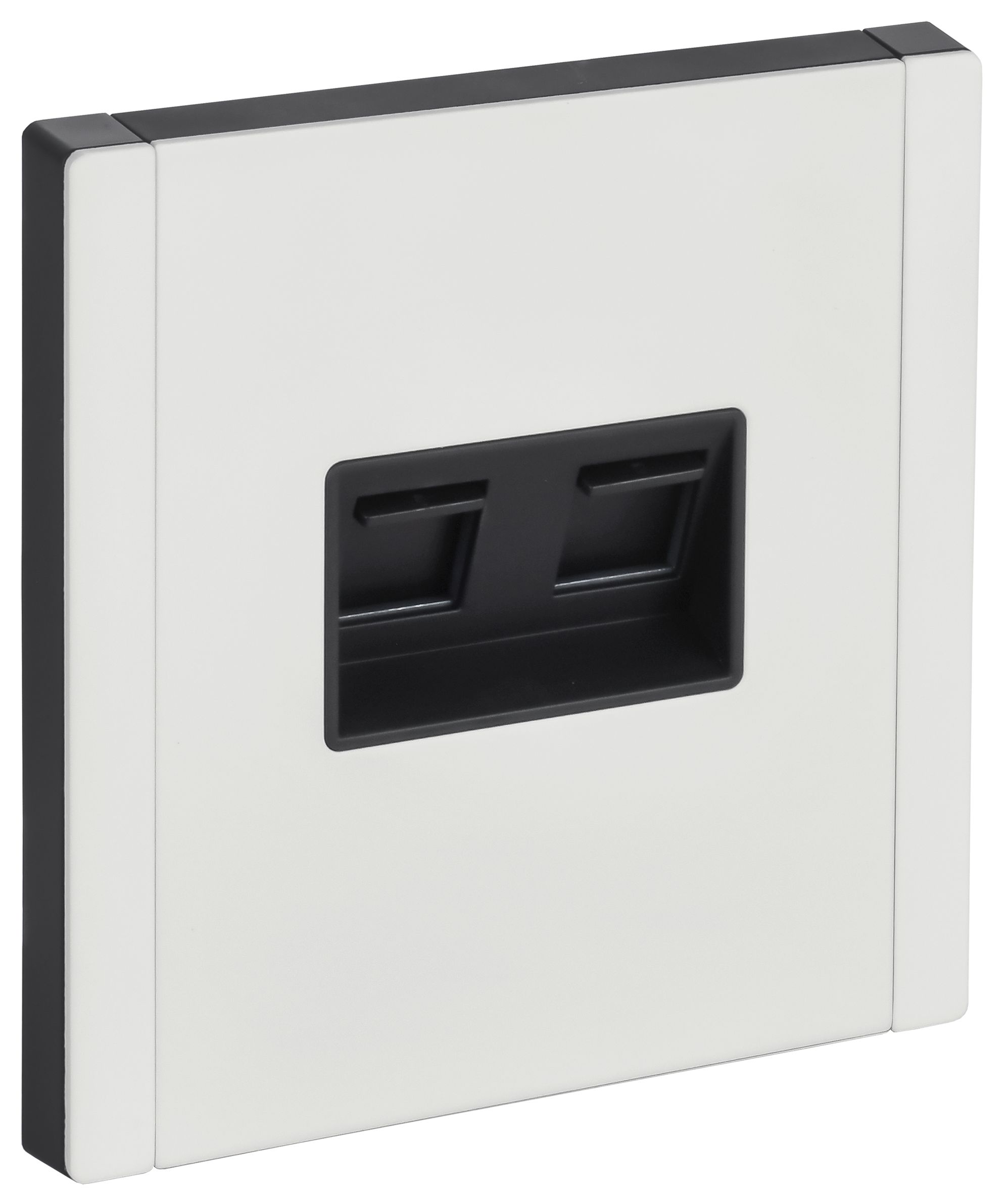 FORTE&PIANO Розетка двойная RJ11+RJ45 кат.5E FP235M скрытой установки металл белый (FP-KT20-O-1-M-K01)