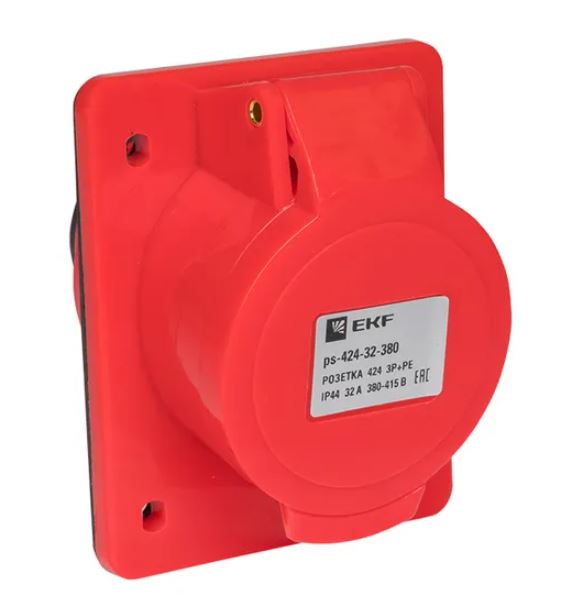 Розетка стационарная внутренняя 424 3Р+РЕ 32А 380В IP44 (ps-424-32-380)