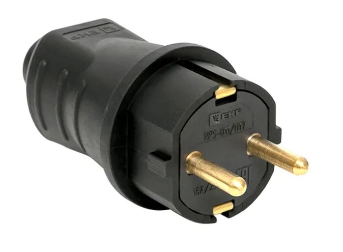 Марс Вилка прямая каучуковая 230В 2P+PE 16A IP44 (RPS-011-16-230-44)
