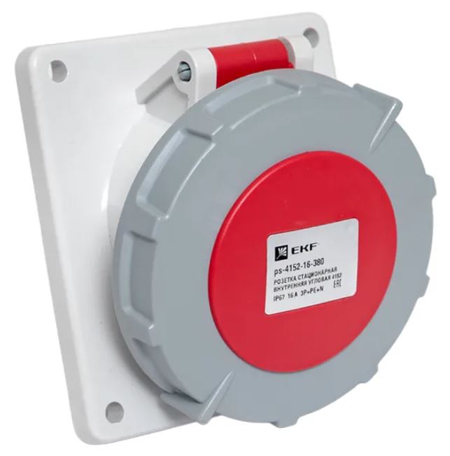 Розетка стационарная внутренняя 4152 3Р+РЕ+N 16А 380В IP67 PROxima (ps-4152-16-380), угловая