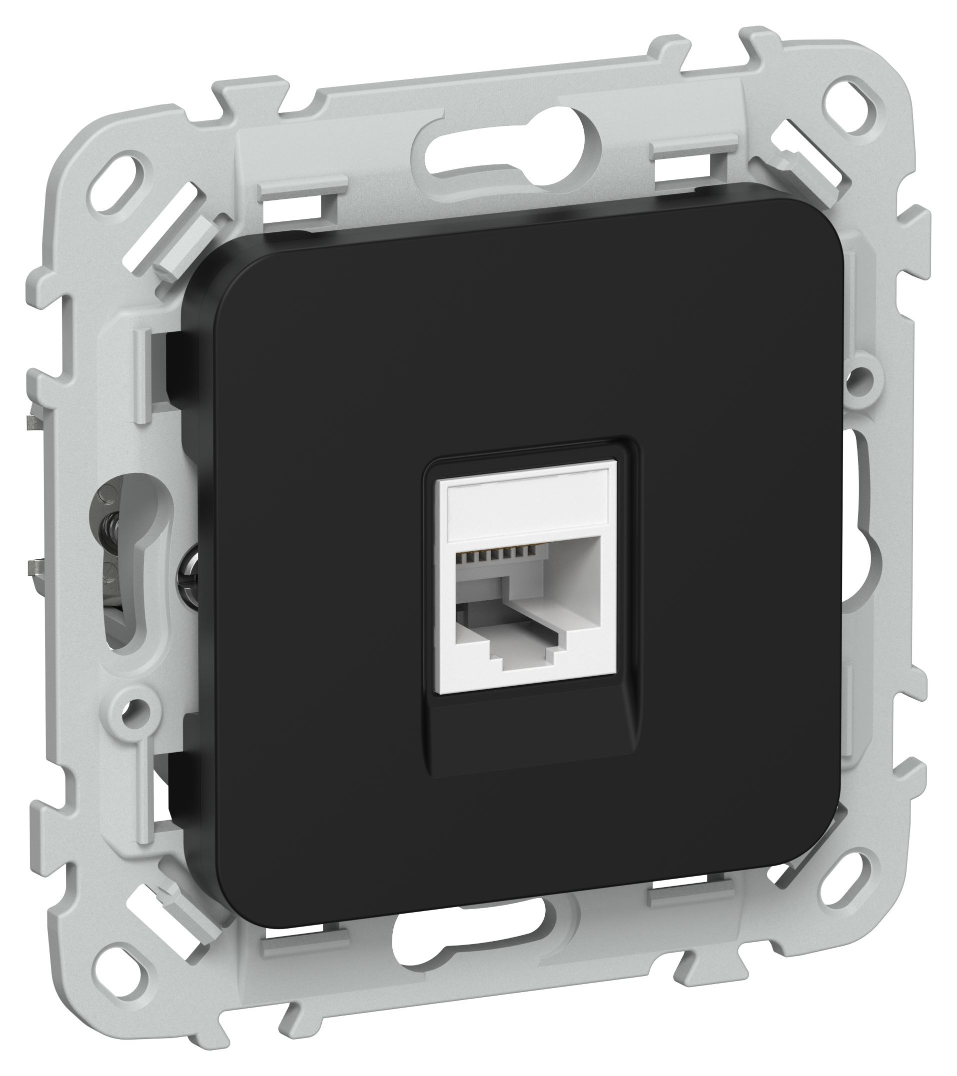 FLITE Розетка телефонная RJ11 кат 3 РТ3-1-ФлЧ скрытой установки черный (FI-T10-K02)