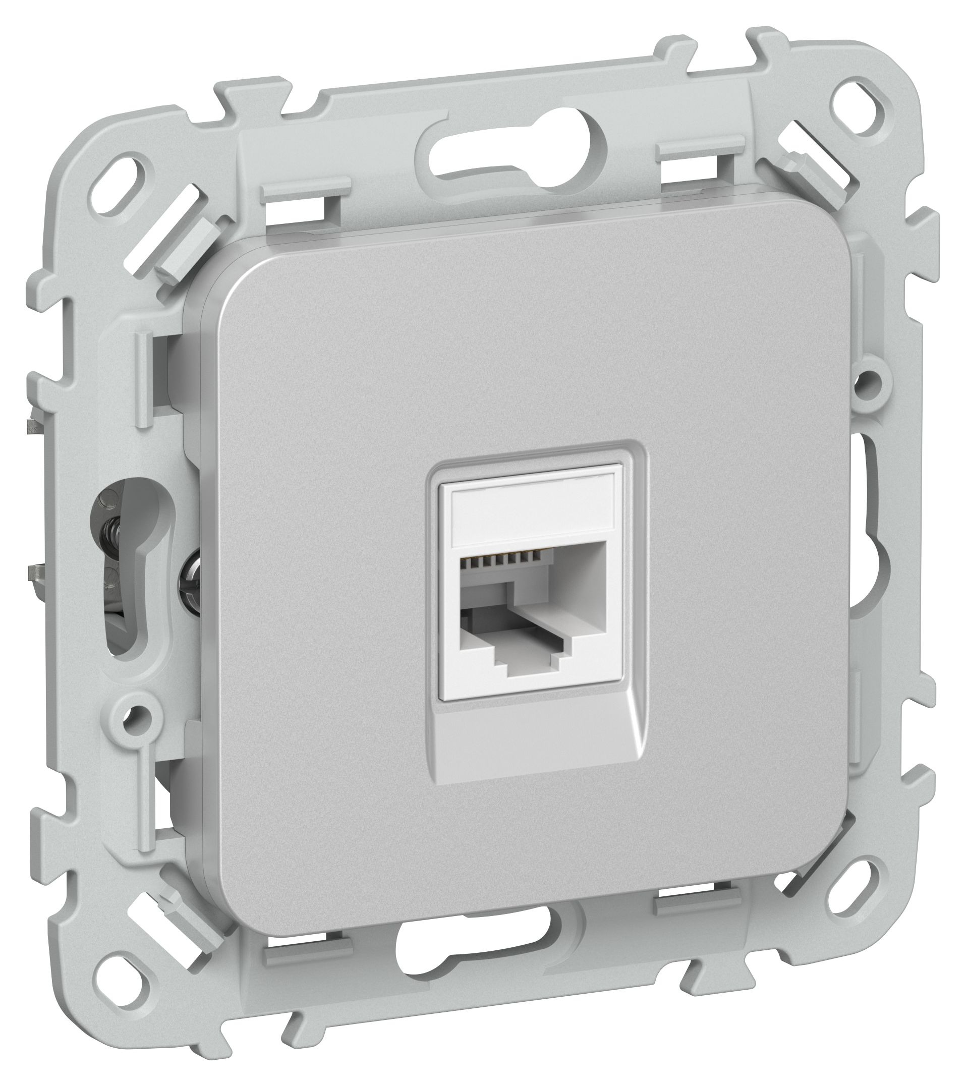 FLITE Розетка компьютерная RJ45 кат 6 UTP РК6-1-0-ФлА скрытой установки алюминий (FI-K12-2-K47)