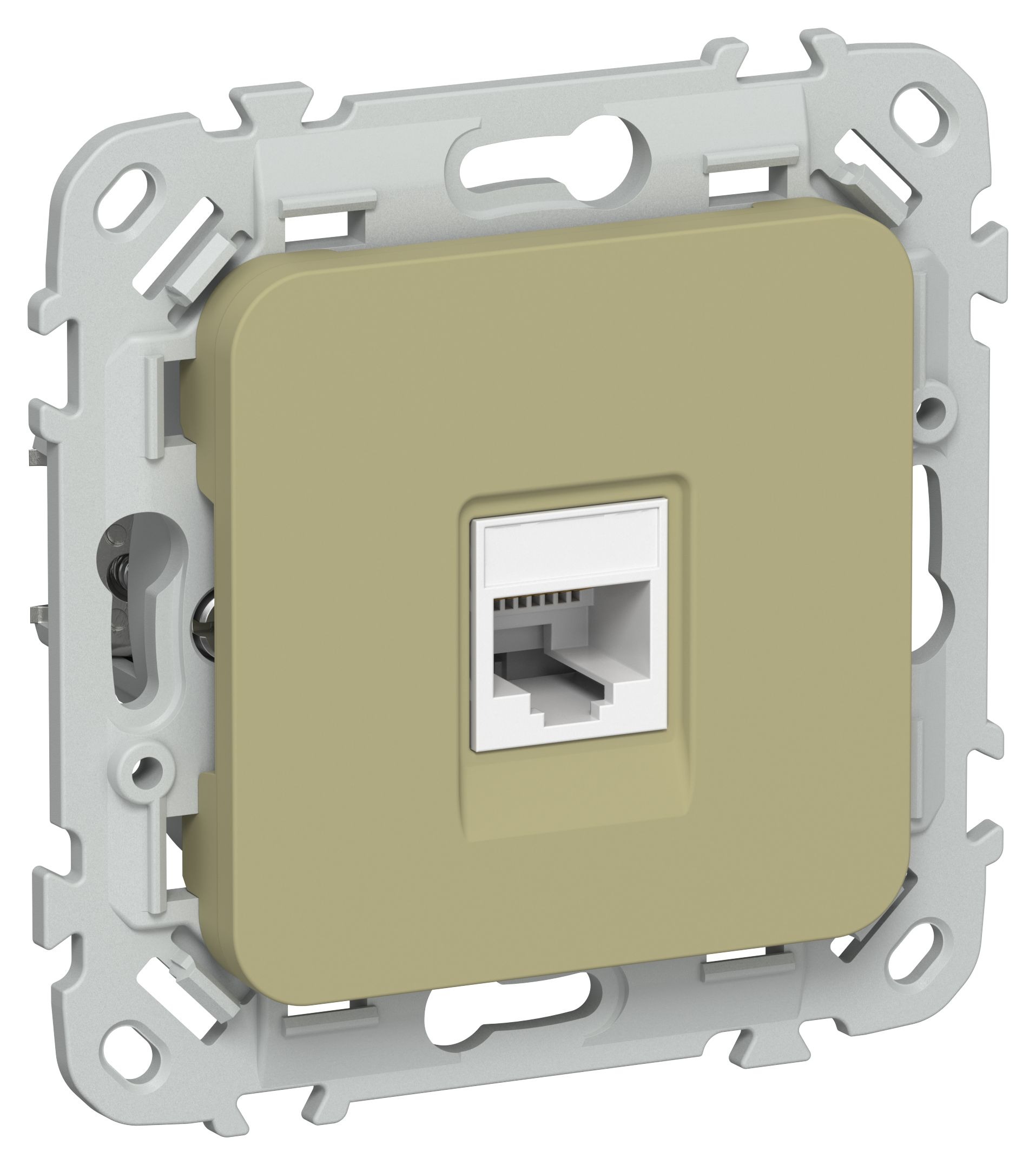 FLITE Розетка компьютерная RJ45 кат 6 UTP РК6-1-0-ФлО скрытой установки оливковый (FI-K12-2-K26)