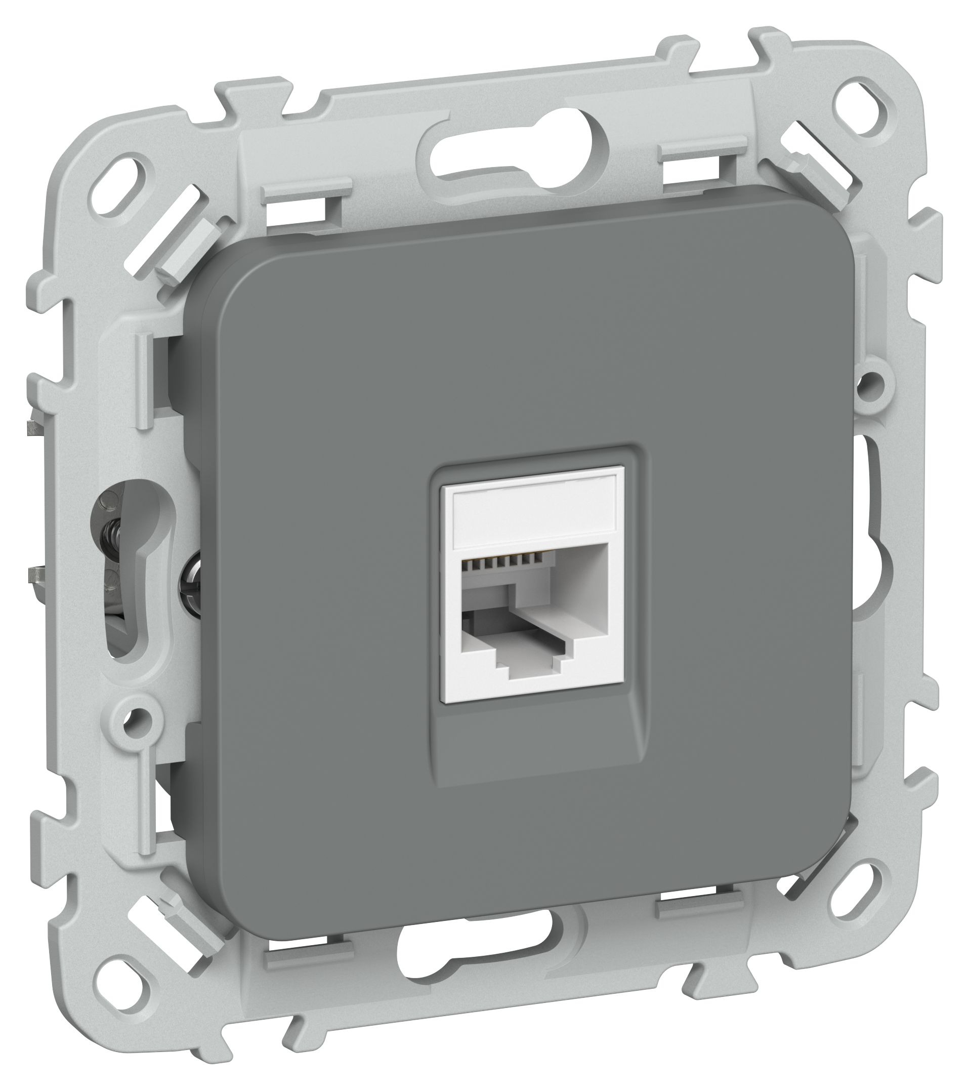 FLITE Розетка компьютерная RJ45 кат 6 UTP РК6-1-0-ФлМА скрытой установки мокрый асфальт (FI-K12-2-K80)