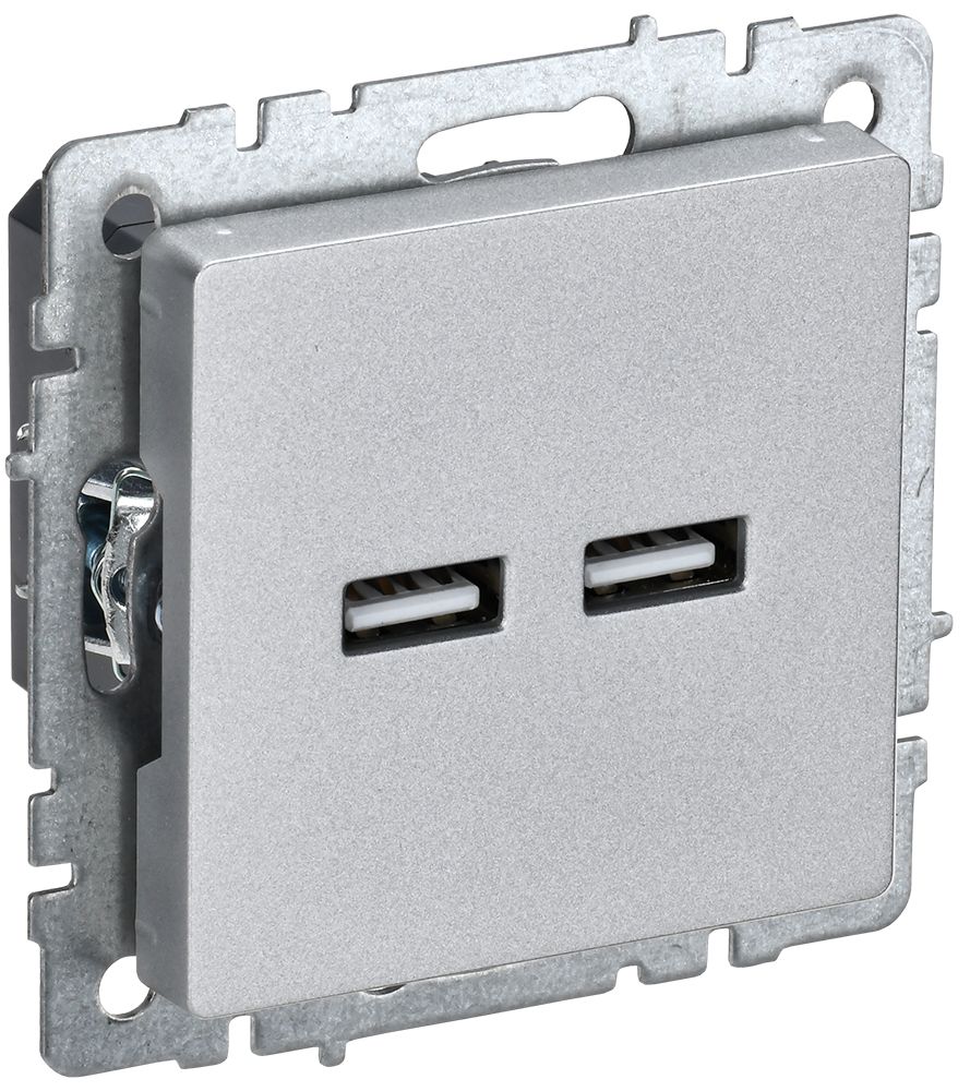 Розетка USB BRITE A+A 5В 3,1А РЮ10-1-БрА скрытой установки алюминий (BR-U21-D31-K47)