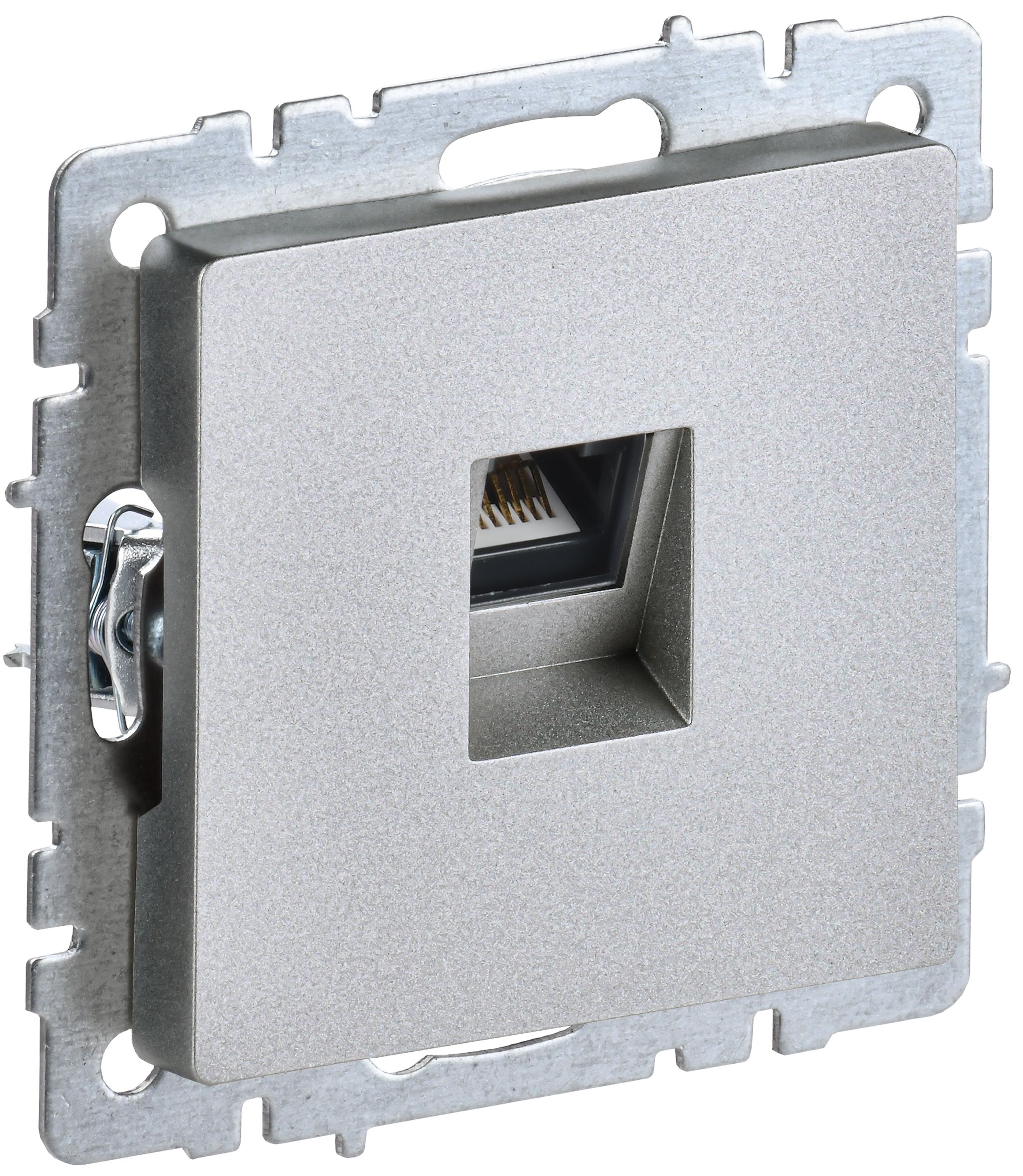 Розетка компьютерная RJ45 BRITE кат.6 РК11-БрА скрытой установки алюминий (BR-K10-2-K47)