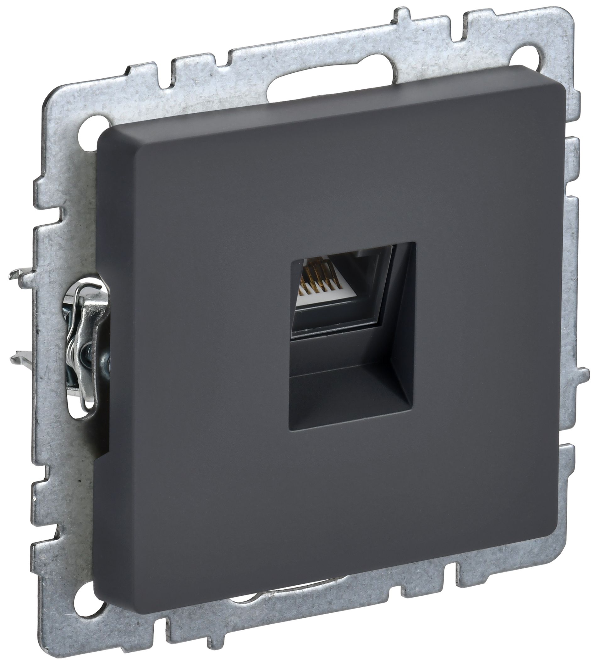 Розетка компьютерная RJ45 BRITE кат.6 РК11-БрГ скрытой установки графит (BR-K10-2-K53)