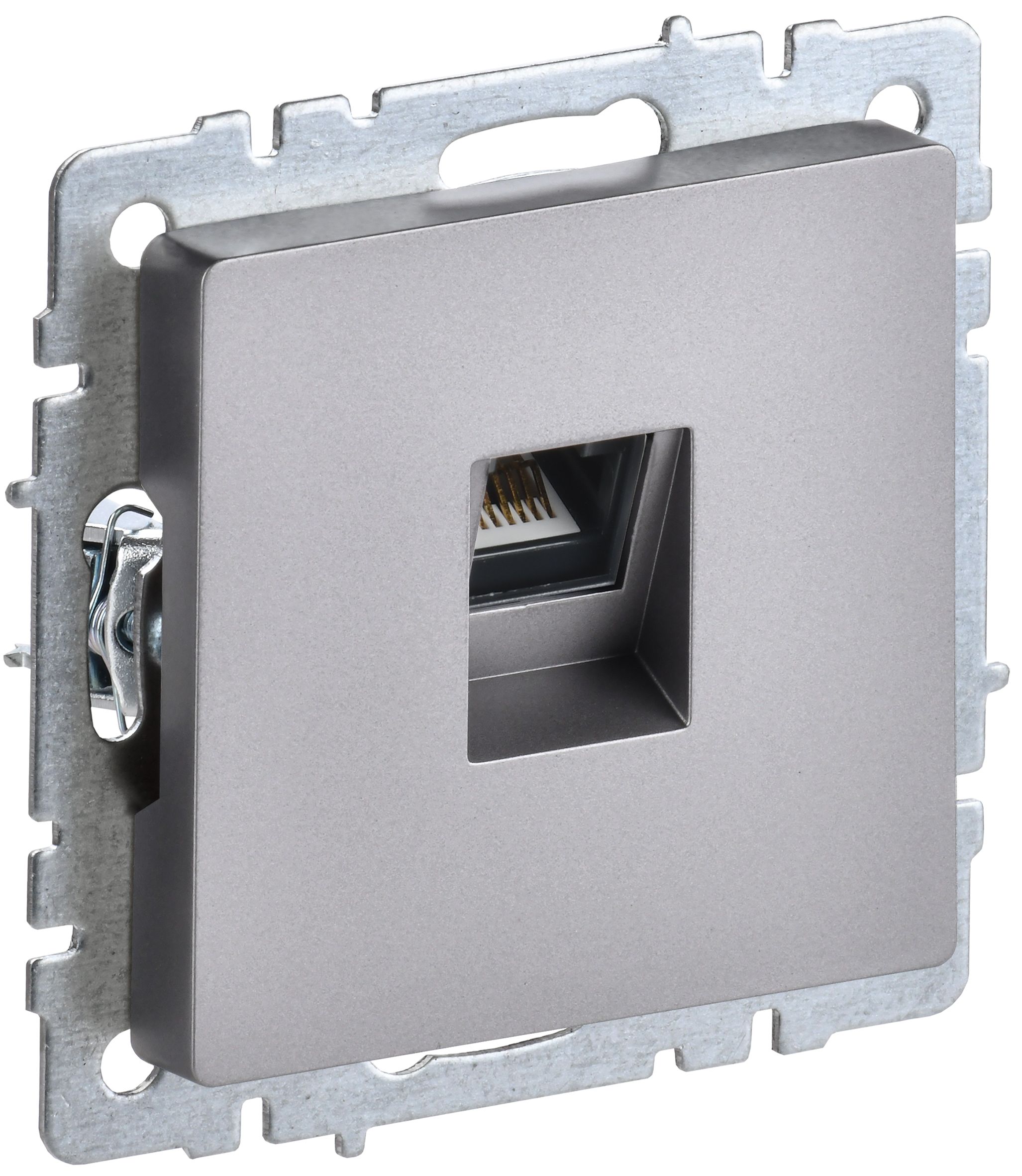 Розетка компьютерная RJ45 BRITE кат.6 РК11-БрС скрытой установки сталь (BR-K10-2-K46)