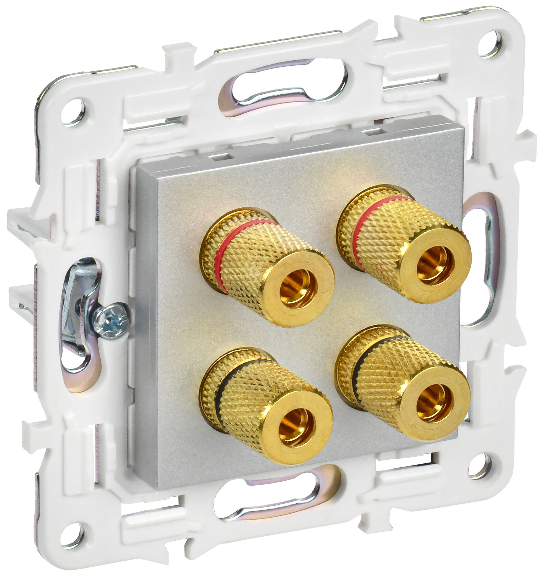 SKANDY Аудиорозетка 4-местная SK-A01S скрытой установки серебряный (SK-S40-K23)