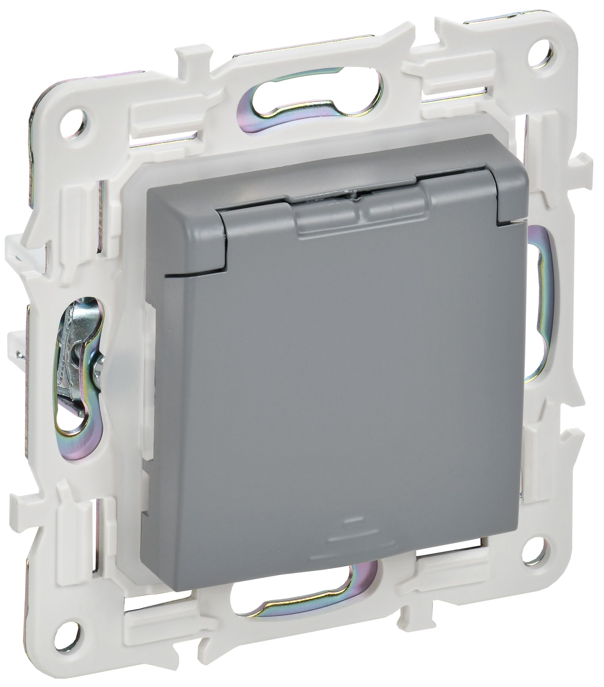 SKANDY Розетка 1-местная з/к/ш кр. 16А IP44 SK-R11Gr скрытой установки серый (SK-R16-16-44-K03)
