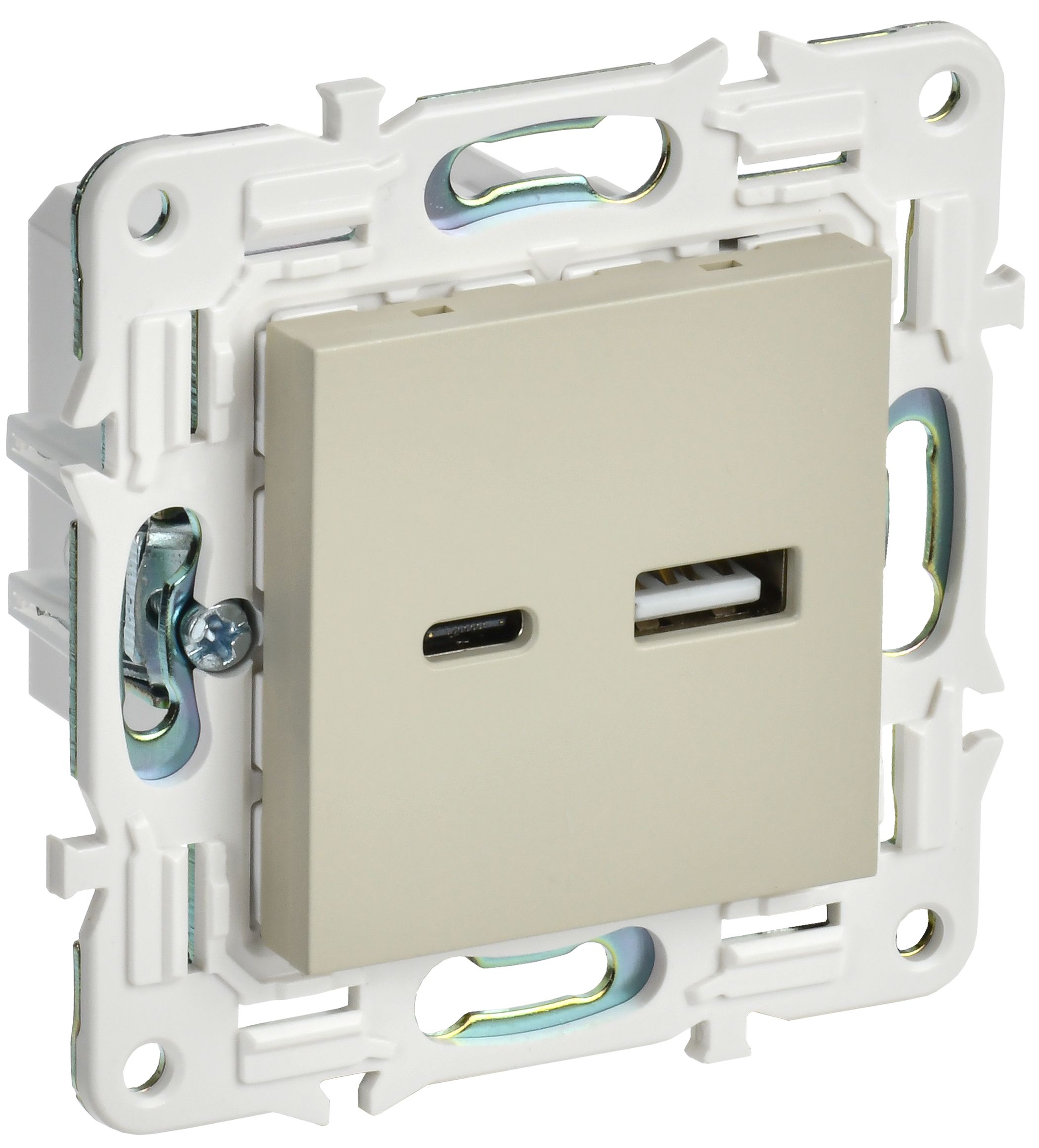 SKANDY Розетка USB A+C 18Вт SK-R13B скрытой установки бежевый (SK-U22-018-K10)