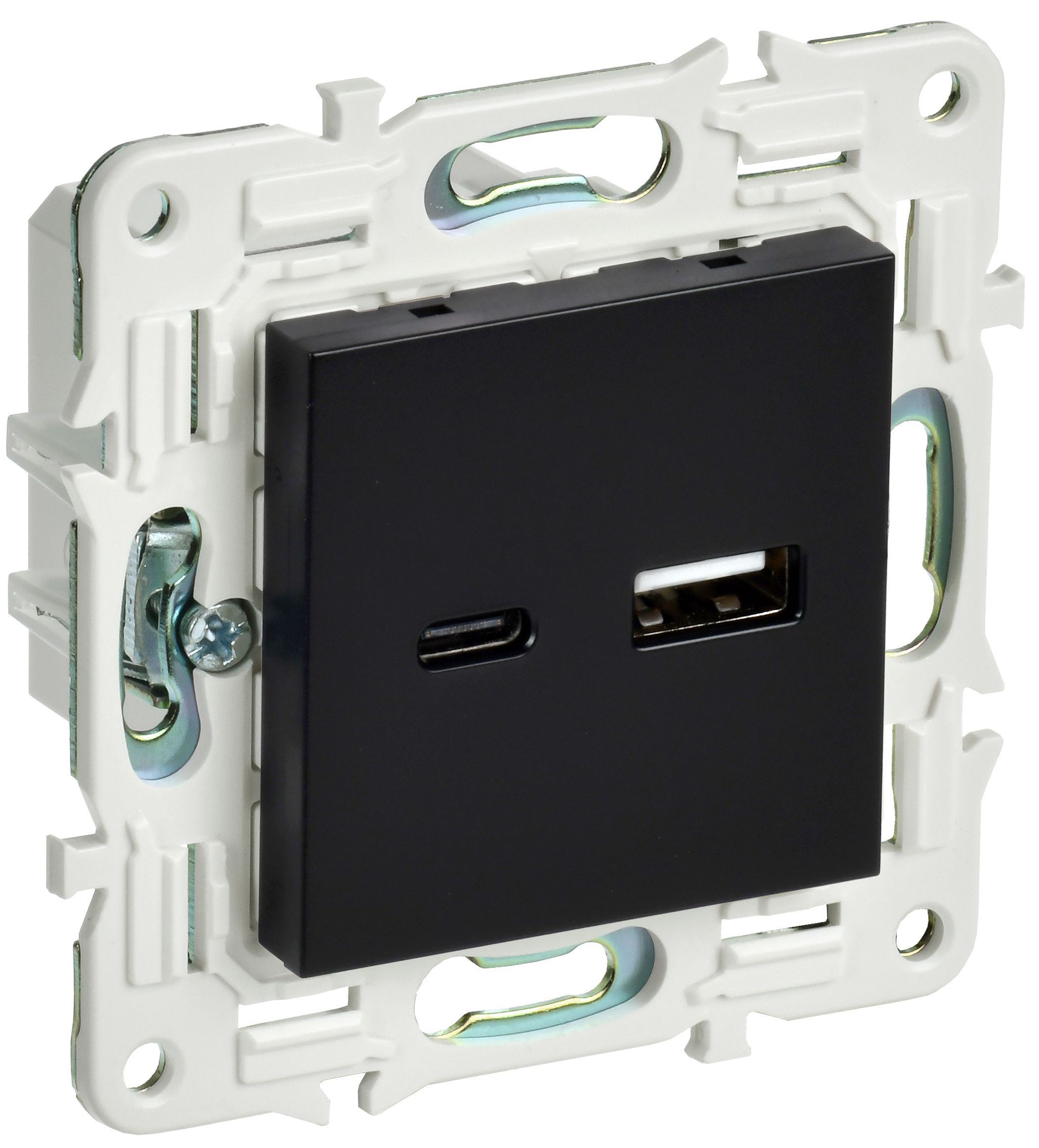 SKANDY Розетка USB A+C 18Вт SK-R13Bl скрытой установки черный (SK-U22-018-K02)