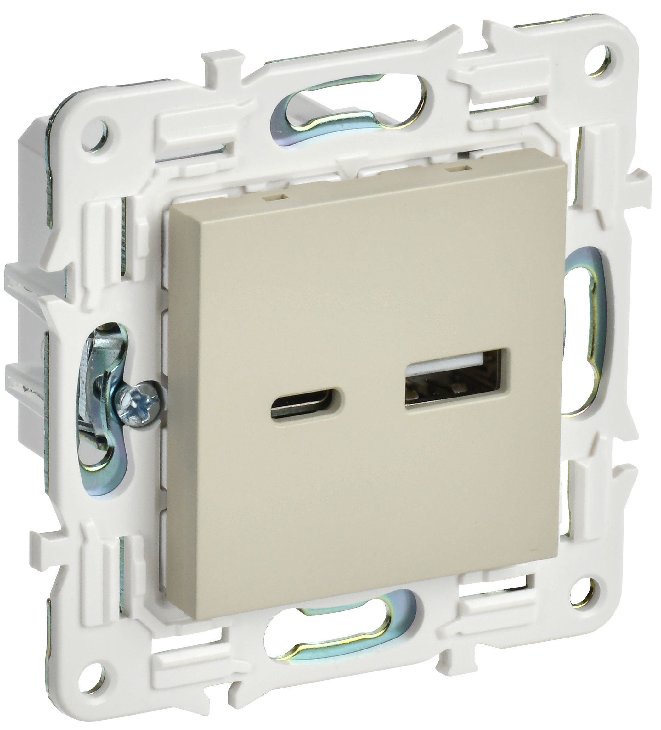 SKANDY Розетка USB A+C 3,1А SK-R14B скрытой установки бежевый (SK-U22-D31-K10)