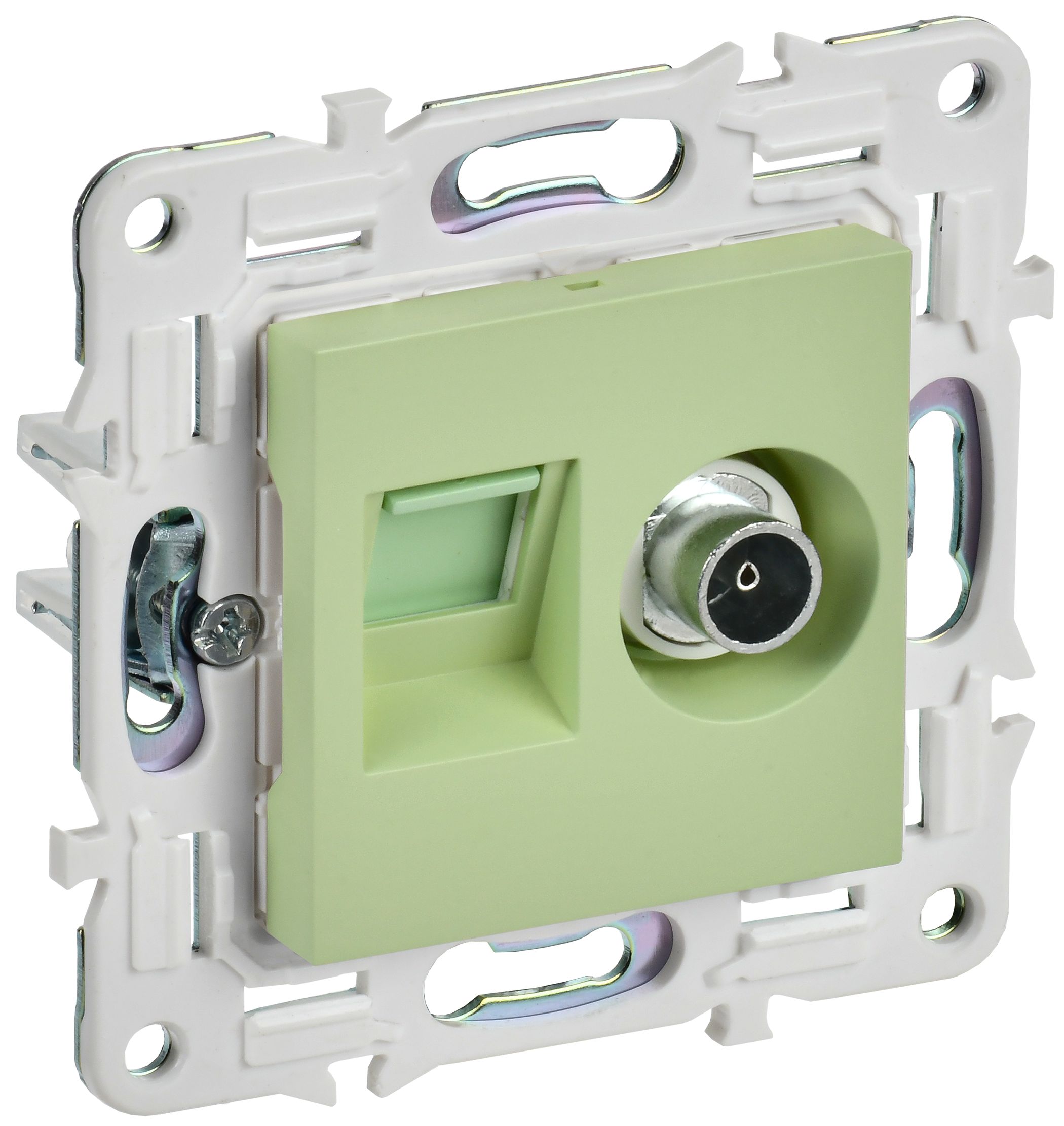 SKANDY Розетка двойная TV+RJ45 кат.5E SK-A14M скрытой установки мятный (SK-AK20-1-K06)