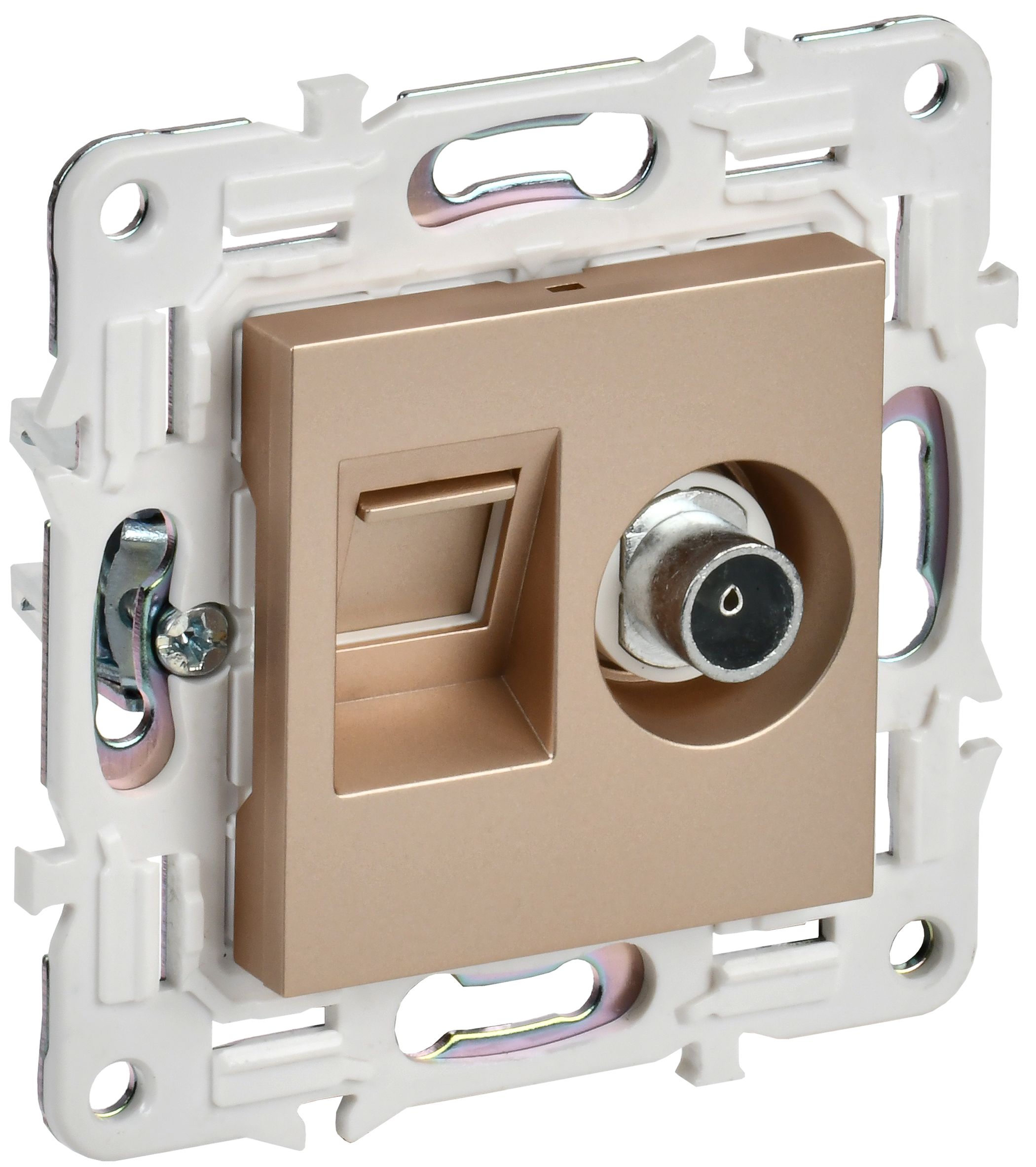 SKANDY Розетка двойная TV+RJ45 кат.5E SK-A14Sa скрытой установки песочный (SK-AK20-1-K98)