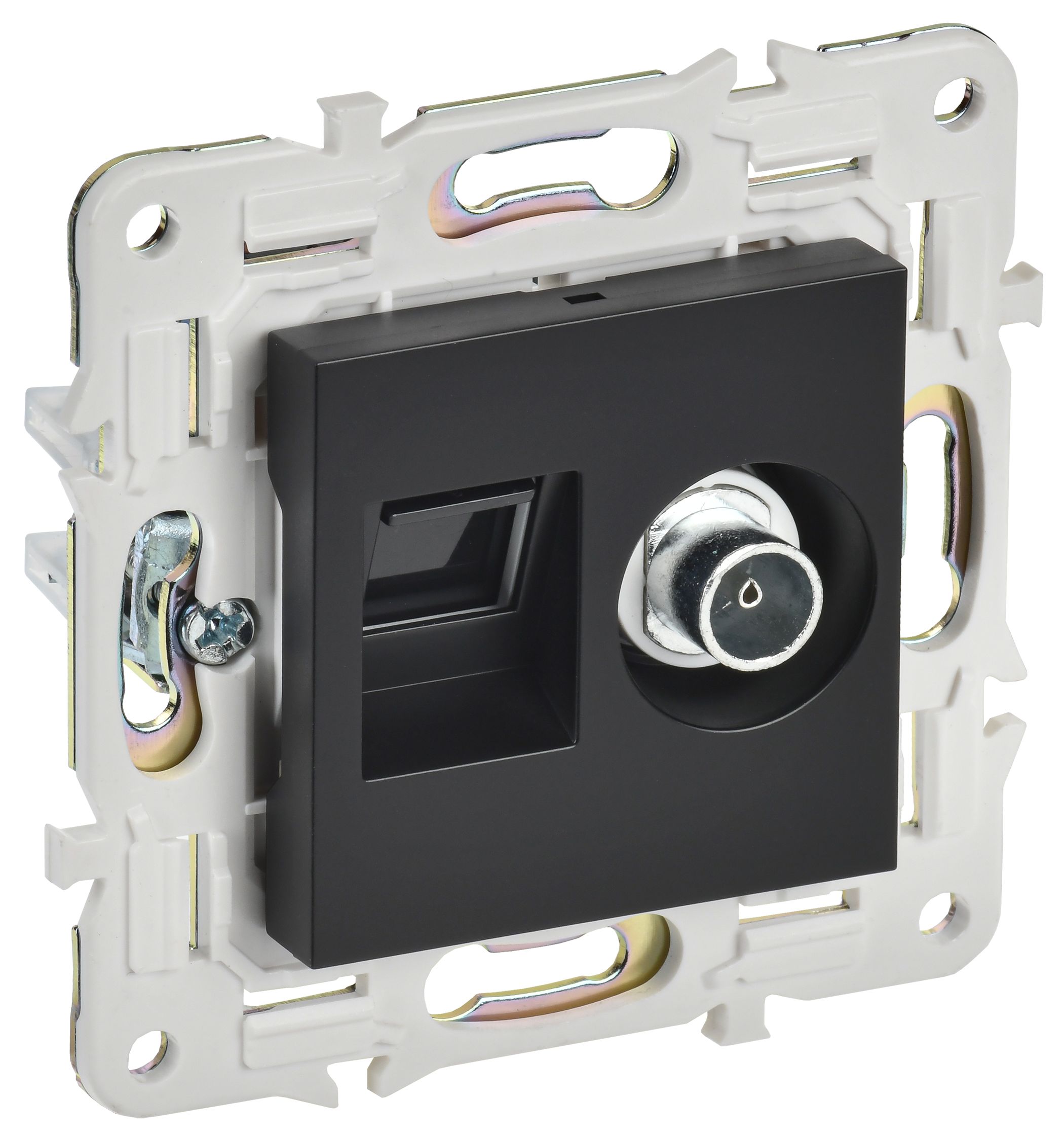 SKANDY Розетка двойная TV+RJ45 кат.6 SK-A15Bl скрытой установки черный (SK-AK20-2-K02)