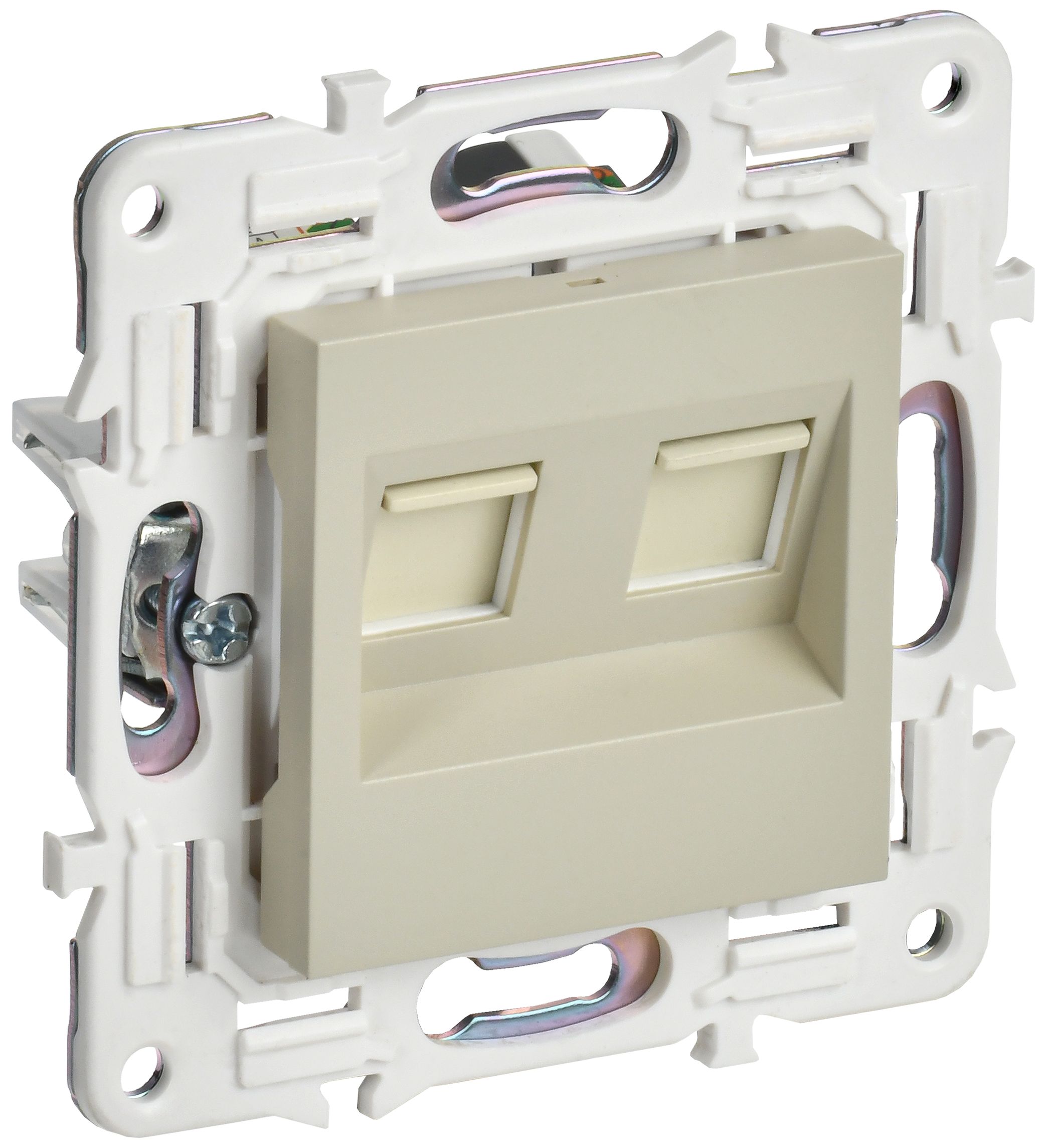 SKANDY Розетка компьютерная 2-местная RJ45 кат.5E SK-K03B скрытой установки бежевый (SK-K20-1-K10)