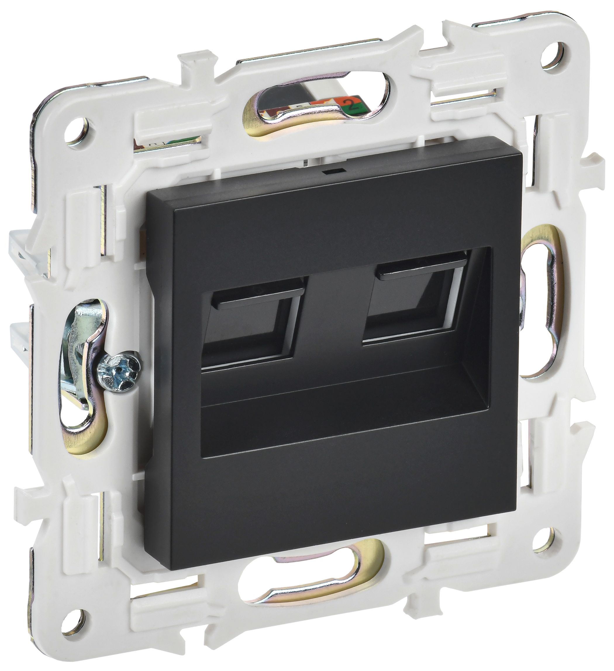 SKANDY Розетка компьютерная 2-местная RJ45 кат.5E SK-K03Bl скрытой установки черный (SK-K20-1-K02)