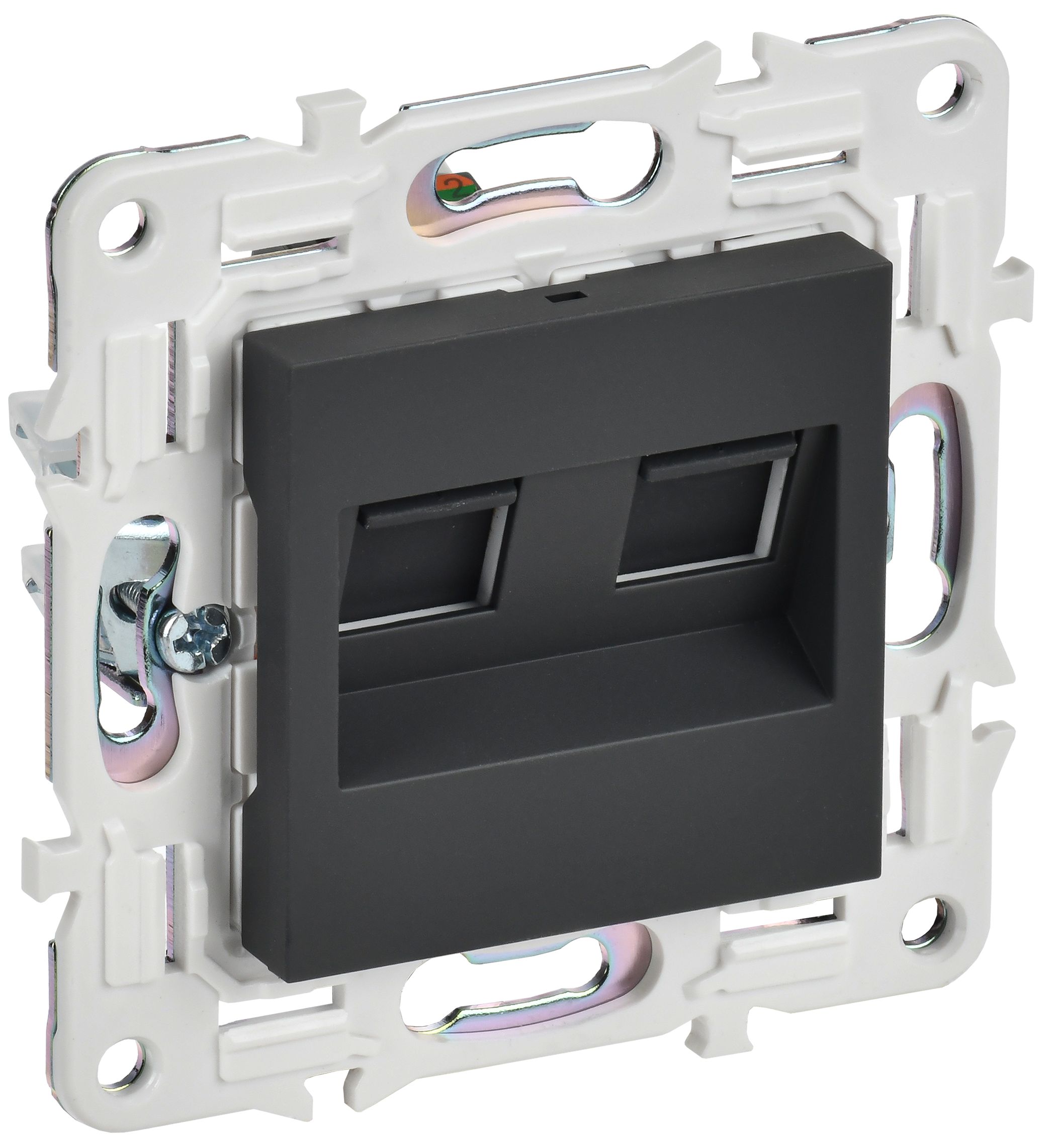 SKANDY Розетка компьютерная 2-местная RJ45 кат.5E SK-K03G скрытой установки графит (SK-K20-1-K53)