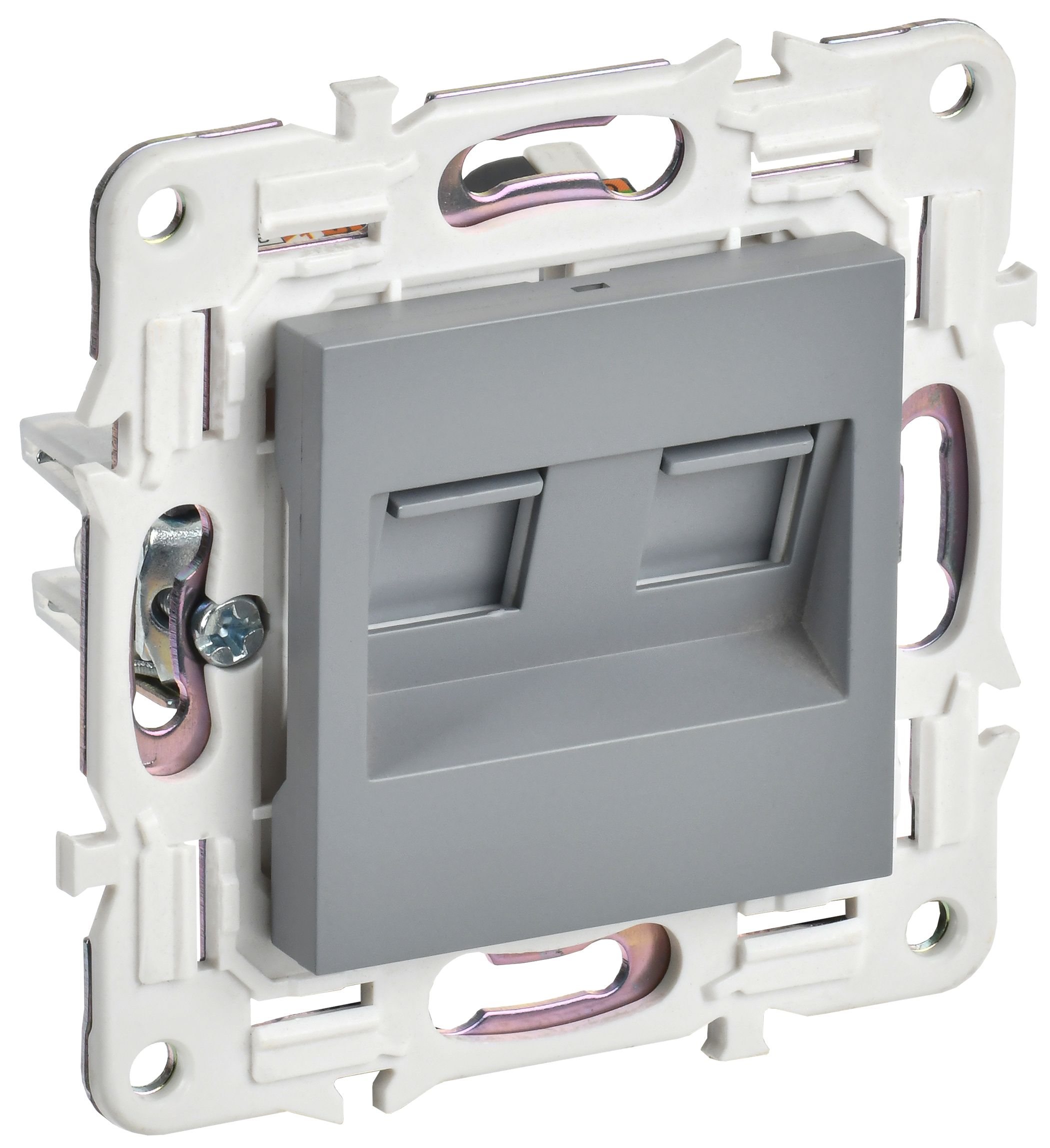 SKANDY Розетка компьютерная 2-местная RJ45 кат.5E SK-K03Gr скрытой установки серый (SK-K20-1-K03)