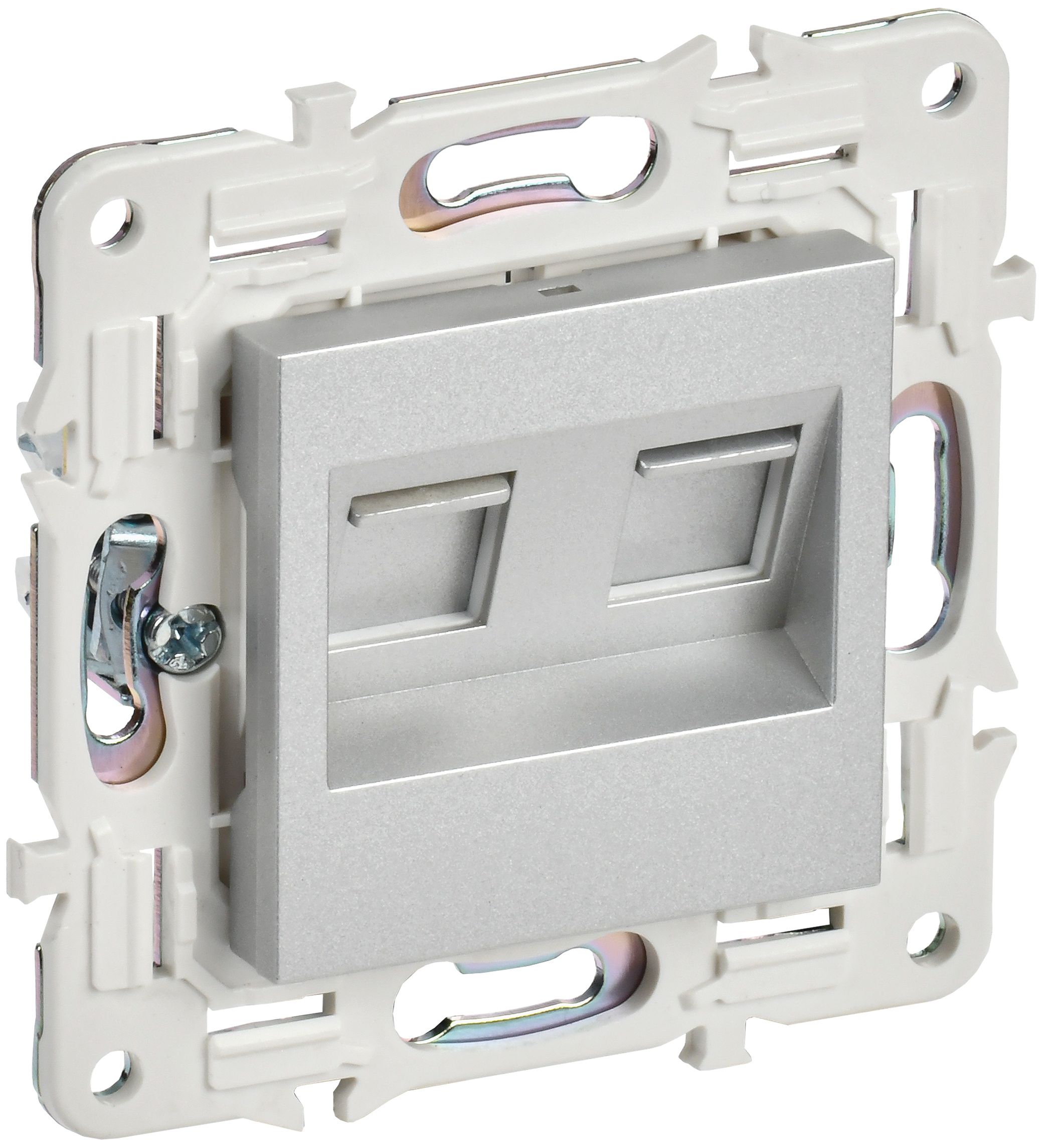 SKANDY Розетка компьютерная 2-местная RJ45 кат.5E SK-K03S скрытой установки серебряный (SK-K20-1-K23)