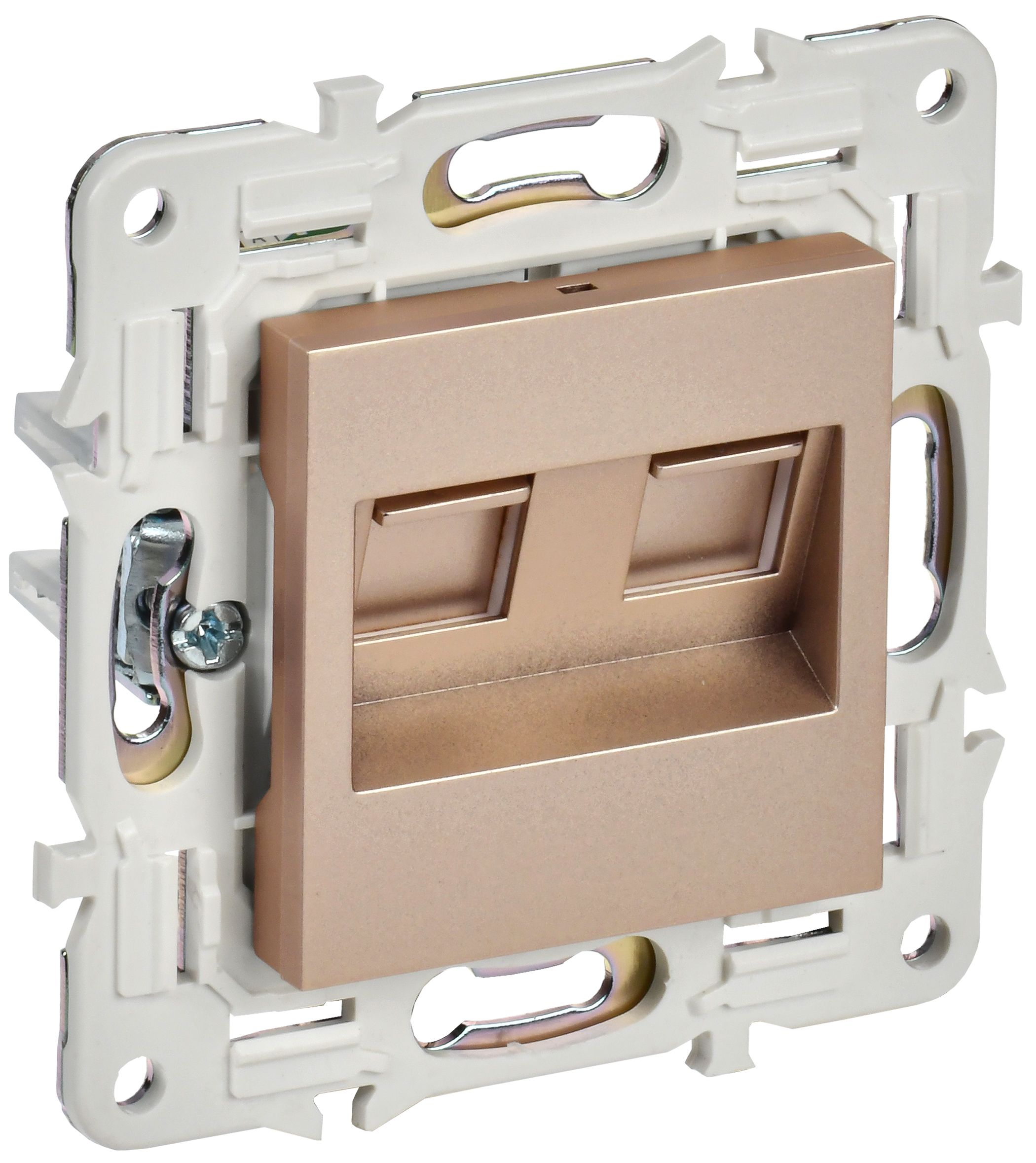 SKANDY Розетка компьютерная 2-местная RJ45 кат.5E SK-K03Sa скрытой установки песочный (SK-K20-1-K98)