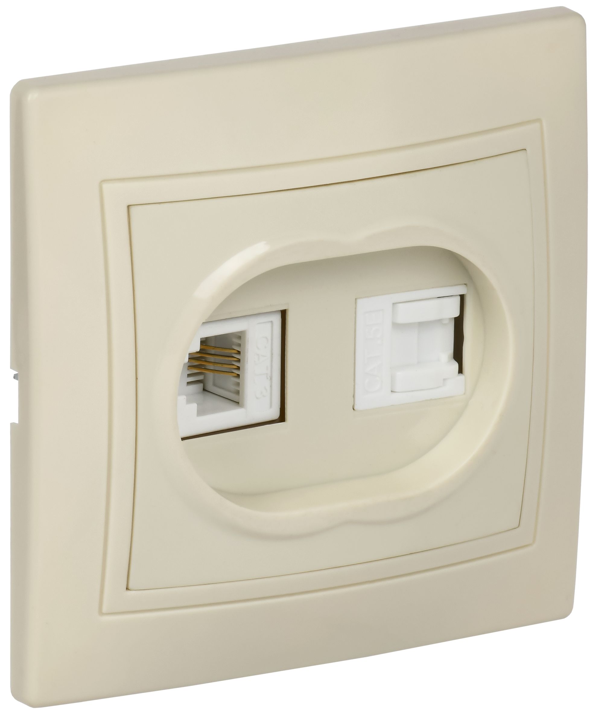 Розетка 2-местная RJ11+RJ45 кат.5е РК/Т12-ККм скрытой установки кремовый GENERICA KVARTA (EIK10-K33-DM)